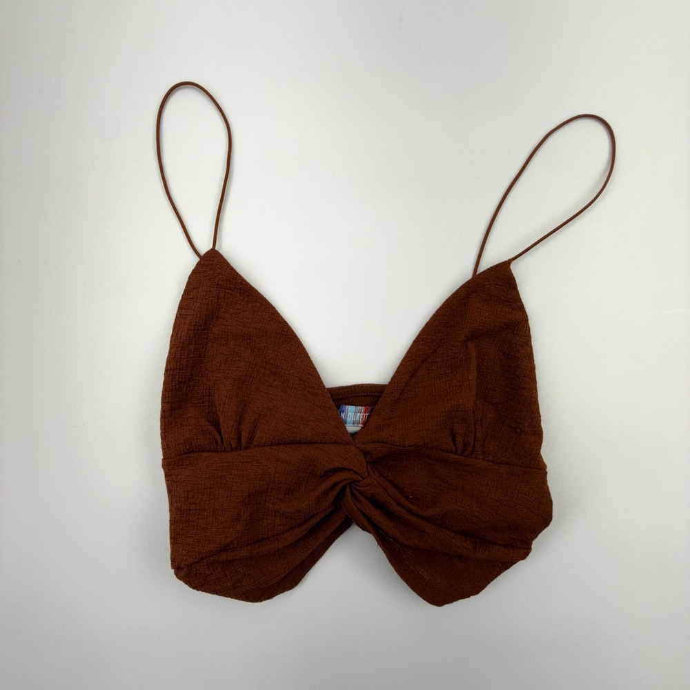 Urban Outfitters Brown Twist Front Spaghetti Strap Crop Top Bralette Small